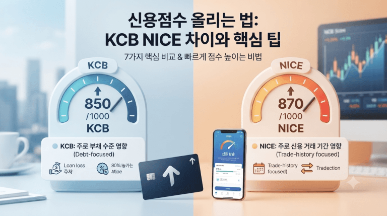 KCB NICE 차이 7가지|신용점수 올리는 방법과 평가 기준