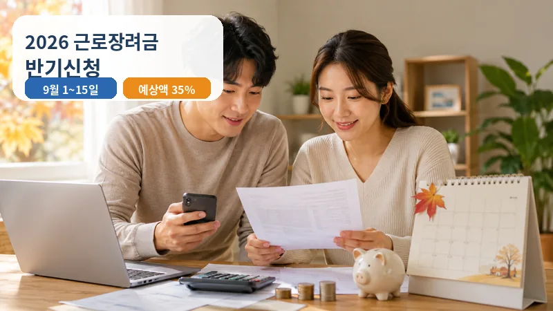 2026 근로장려금 반기신청 기간·지급액｜9월 1~15일, 12월 35% 지급