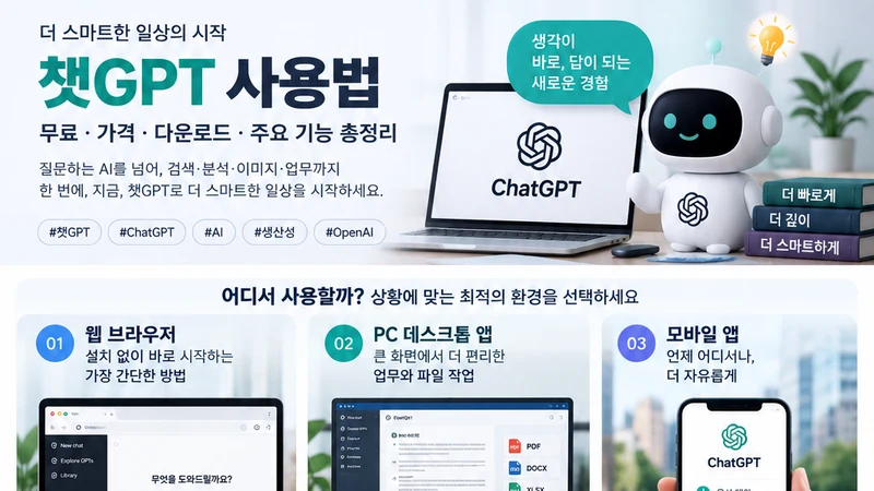 챗GPT 사용법 무료·가격·다운로드·주요 기능 가이드