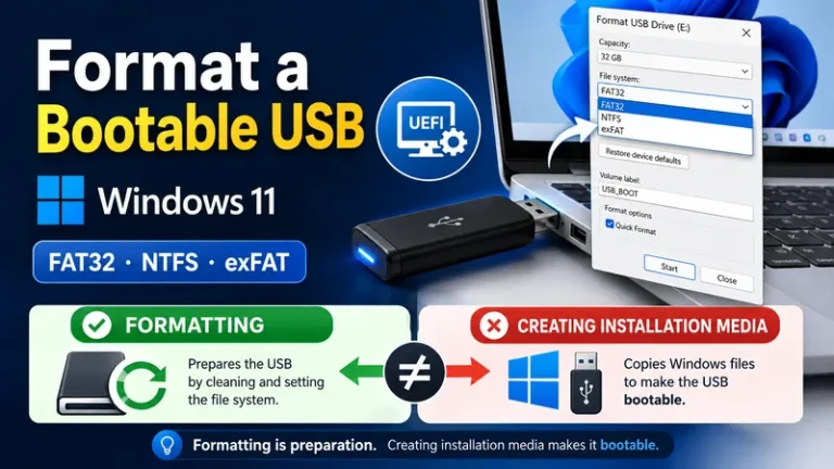 How to format a bootable USB for Windows 11 with FAT32, NTFS, and exFAT