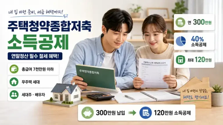 2026 주택청약종합저축 소득공제 조건과 연 300만원·40% 공제 안내