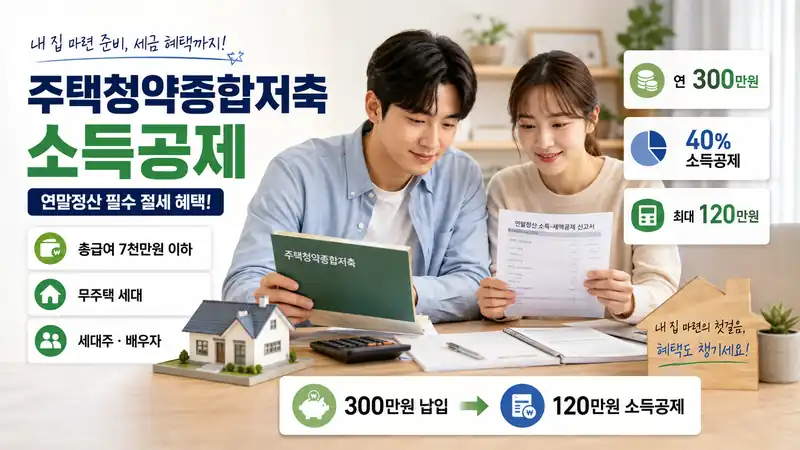 2026 주택청약종합저축 소득공제 조건과 연 300만원·40% 공제 안내