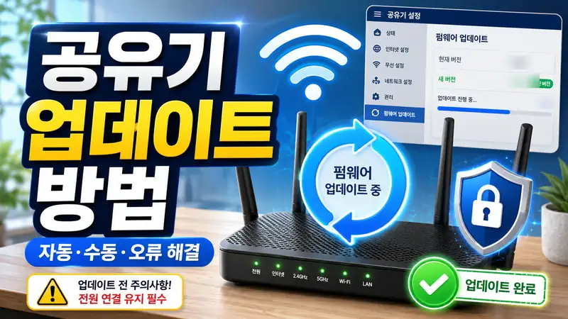 공유기 업데이트 방법 - 자동·수동 펌웨어 업데이트와 오류 해결을 보여주는 가이드 이미지