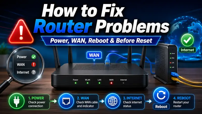 How to fix router problems with power, WAN, internet, and reboot checks
