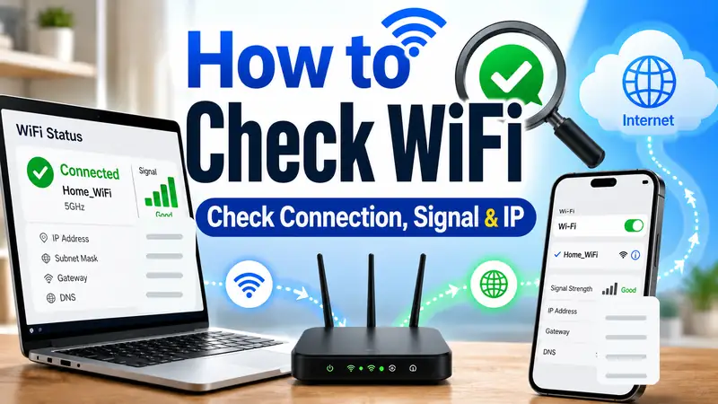How to check WiFi connection, signal, and IP status