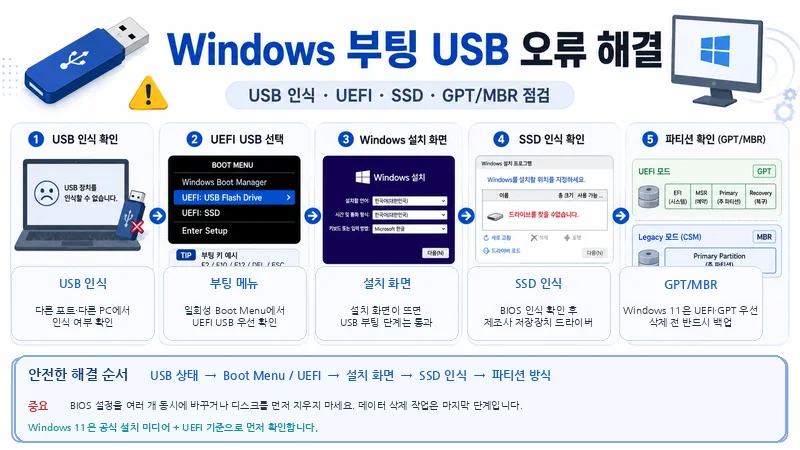 Windows 부팅 USB 오류 해결 방법｜원인부터 해결까지 단계별 가이드