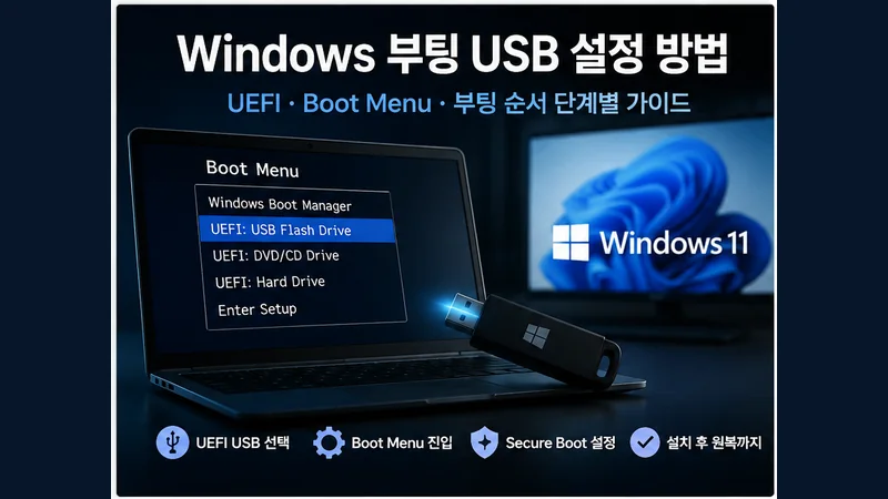 Windows 부팅 USB 설정 방법｜UEFI·Boot Menu·부팅 순서 단계별 가이드