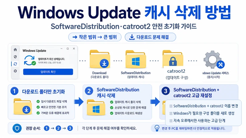 Windows Update 캐시 삭제 방법｜SoftwareDistribution·catroot2 안전 초기화