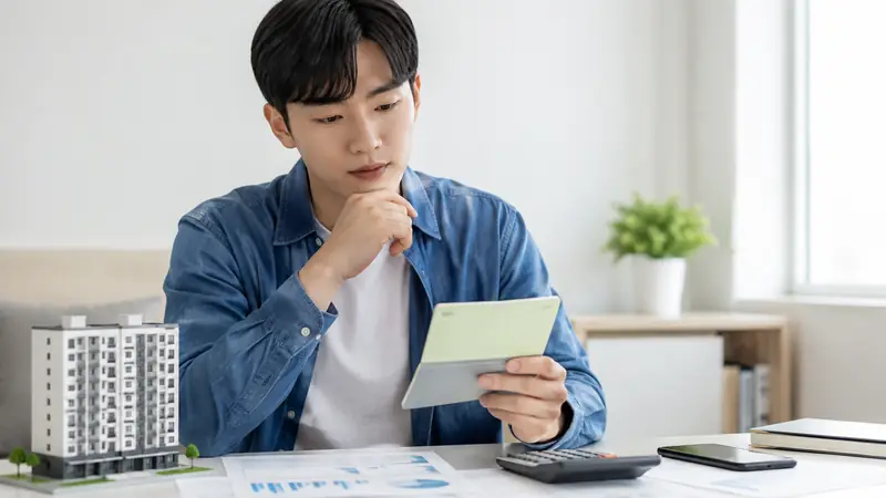청년이 신분증·소득서류와 주택 관련 자료를 확인하며 가입 가능 여부를 점검하는 실사 장면