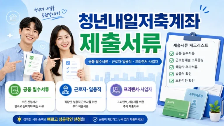 청년내일저축계좌 서류 2026 근로자·일용직·프리랜서·사업자 준비서류