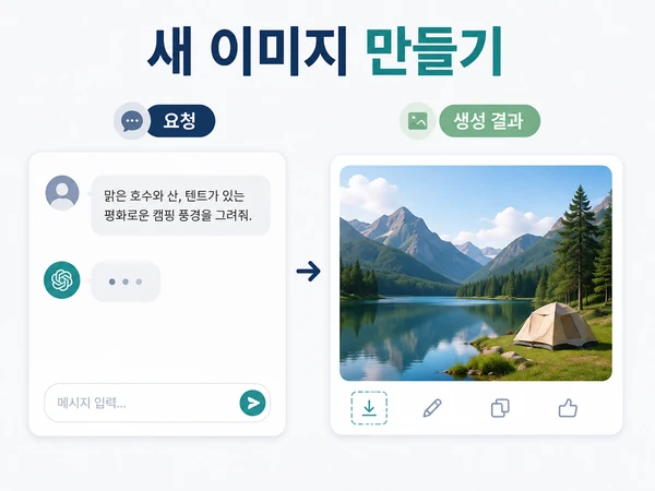챗GPT 대화창에서 자연어 요청으로 새 이미지를 만드는 과정