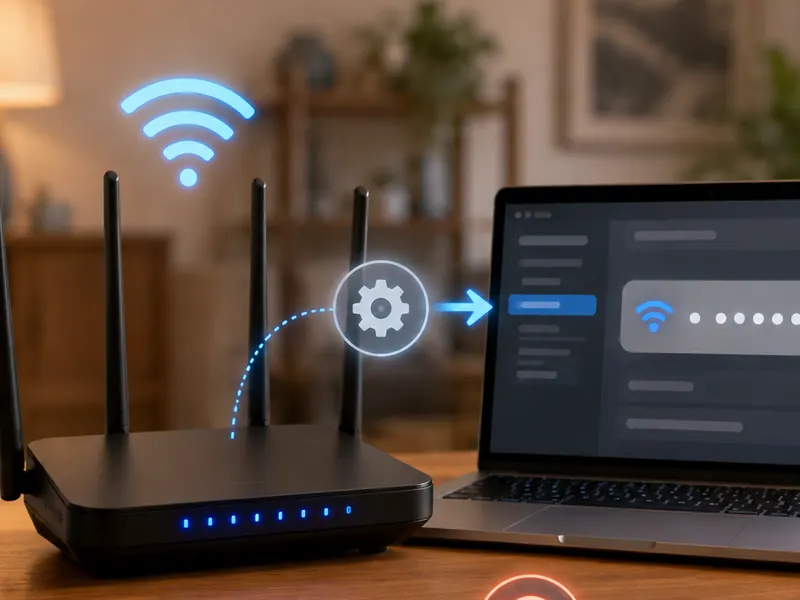 공유기 관리자 화면에서 무선 설정과 WiFi 암호를 확인하는 장면
