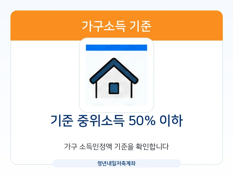 청년내일저축계좌 가구소득 기준 중위소득 50% 이하 안내