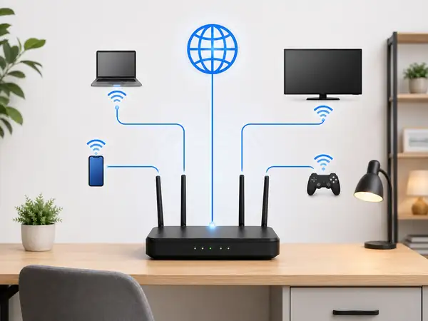 Router mode network structure connecting one router to multiple devices