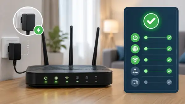 Checking router power, boot status, and system indicator lights