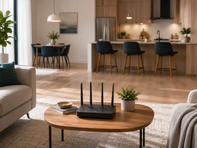 WiFi router placed in an open central area of a home