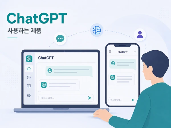 노트북과 모바일에서 ChatGPT를 사용하는 장면