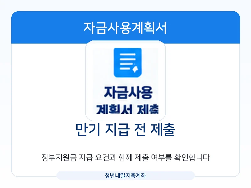 청년내일저축계좌 만기 지급 전 자금사용계획서 제출 안내