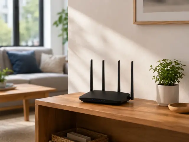 WiFi router placed in an open area without furniture blocking it