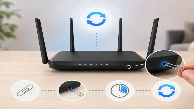 Step-by-step visual guide to using a router reset button