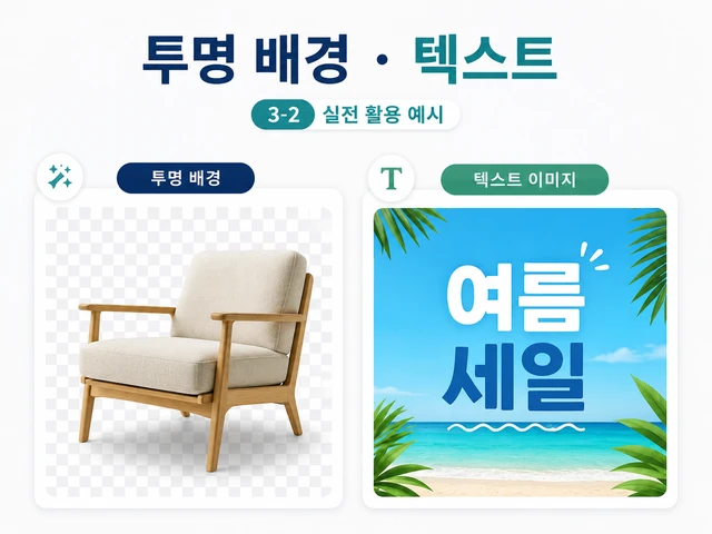 투명 배경 제품 이미지와 짧은 한글 문구를 넣은 포스터 활용 예시