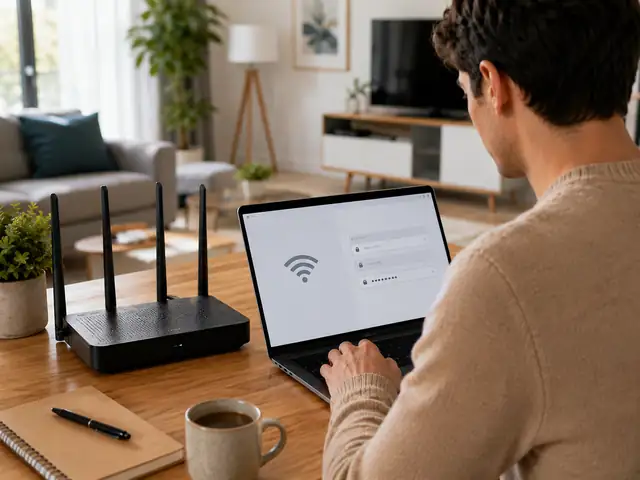 Home network setup for an SSID and WiFi password on a laptop