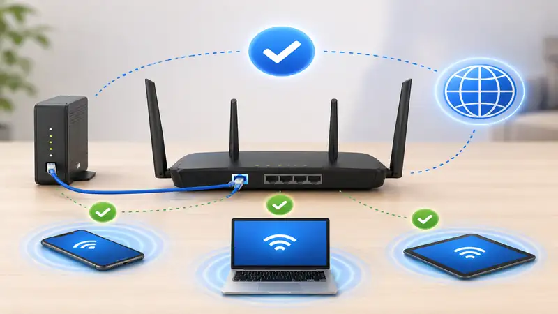 Visual guide to restoring WAN and internet connectivity after resetting a router