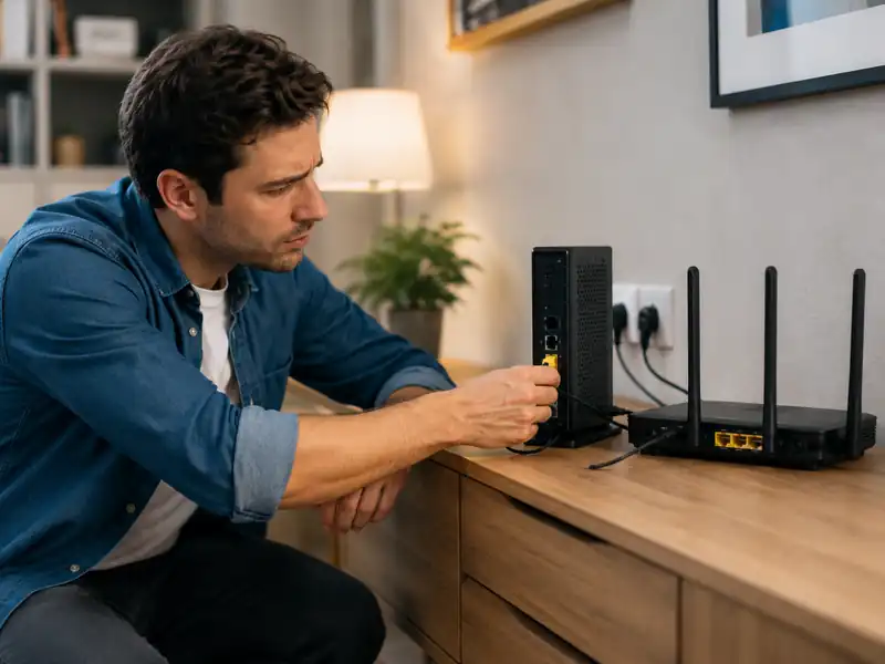 Power cycling a home modem and Wi-Fi router before performing a reset