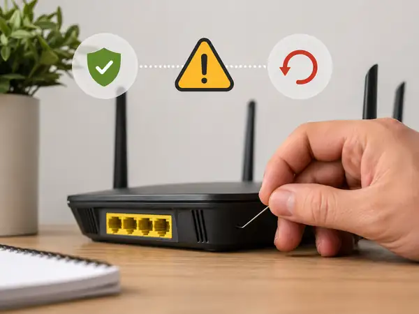 Reviewing a router factory reset before pressing the reset button