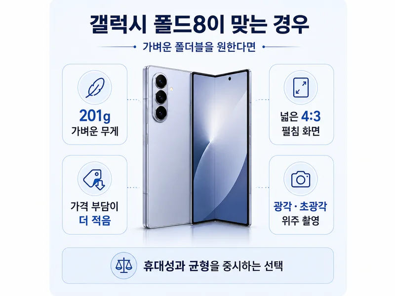 201g 무게와 4대3 펼침 화면을 강조한 갤럭시 폴드8 선택 가이드
