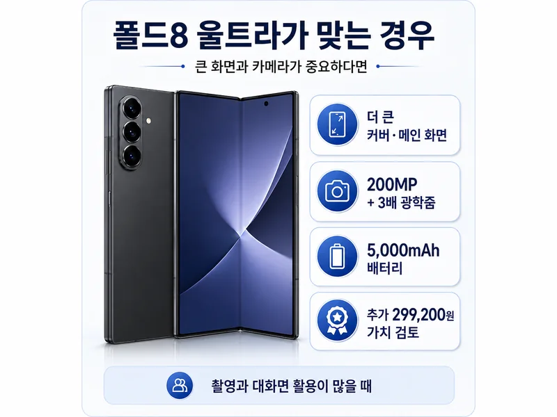 큰 화면과 200MP 카메라 3배 광학줌을 강조한 폴드8 울트라 선택 가이드