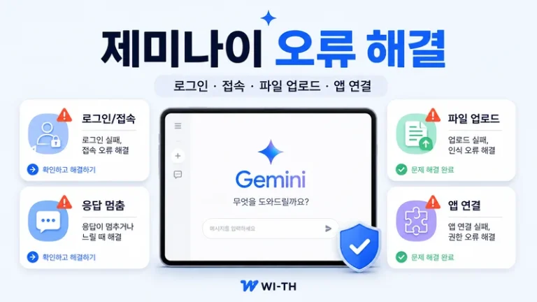 제미나이 오류 해결을 로그인 접속 파일 업로드 연결된 앱 문제로 나눠 보여주는 가이드