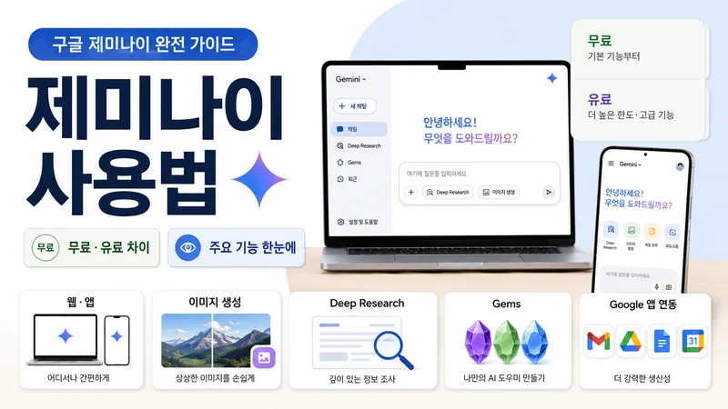 제미나이 사용법 무료 유료 주요 기능을 한눈에 보여주는 구글 AI 가이드