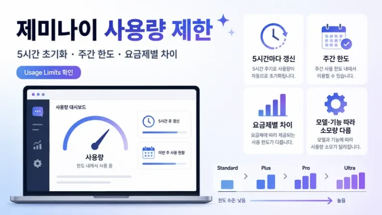 제미나이 사용량 제한의 5시간 초기화 주간 한도 요금제 차이를 한눈에 보여주는 가이드