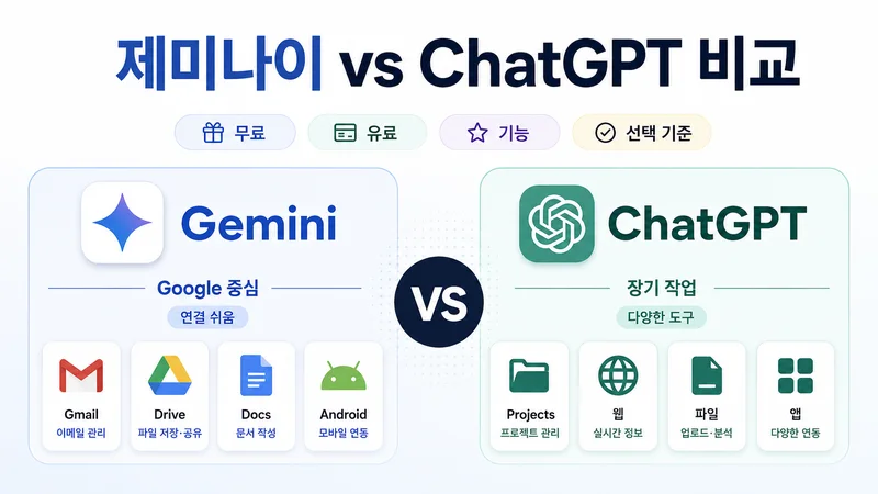 제미나이 vs ChatGPT 무료 유료 기능 차이와 선택 기준을 한눈에 비교하는 가이드