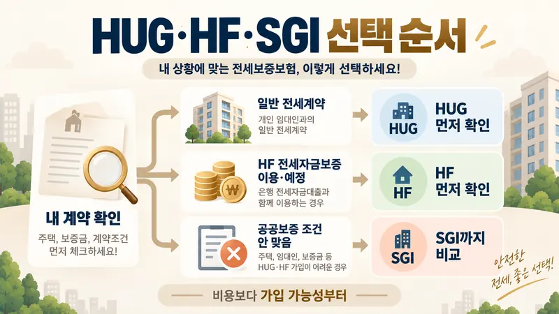 HUG HF SGI 전세보증보험 선택 순서