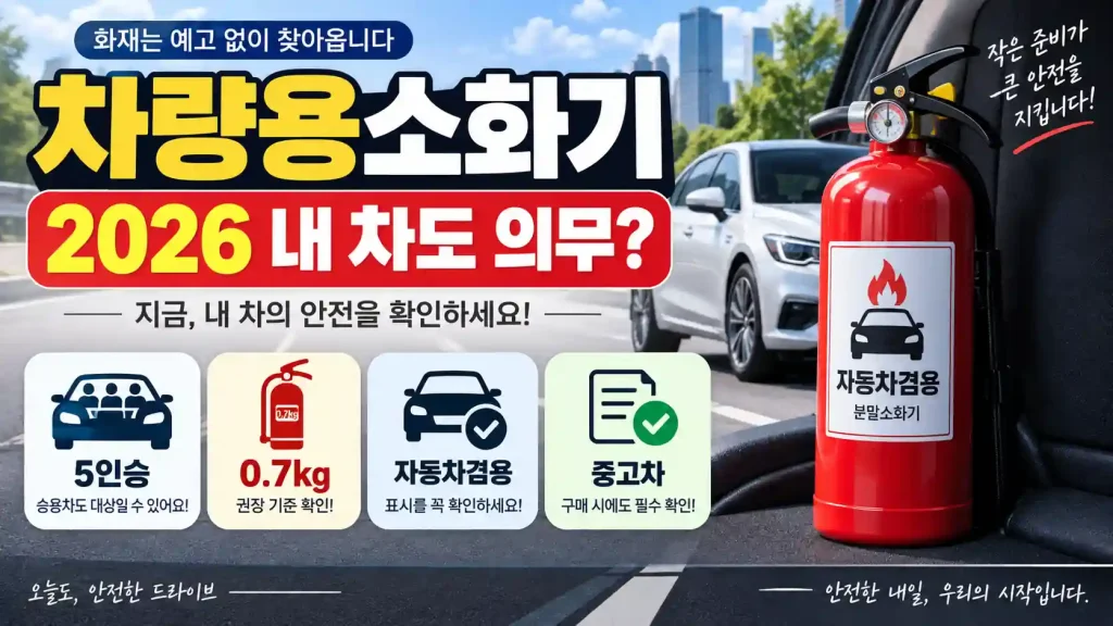 차량용소화기 2026 5인승 중고차 의무 대상과 자동차겸용 표시를 확인하는 안내