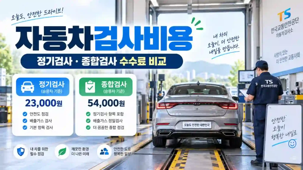 자동차검사비용 정기검사 종합검사 차종별 수수료 비교
