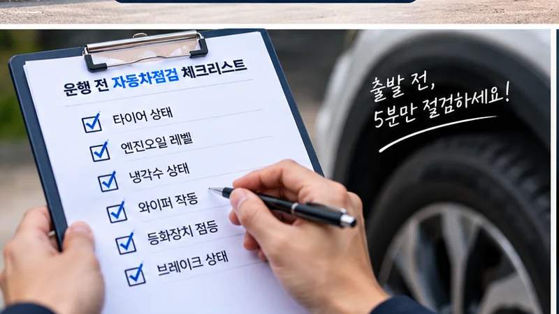 운행 전 타이어 등화장치 차량 하부 와이퍼를 순서대로 확인하는 자동차점검