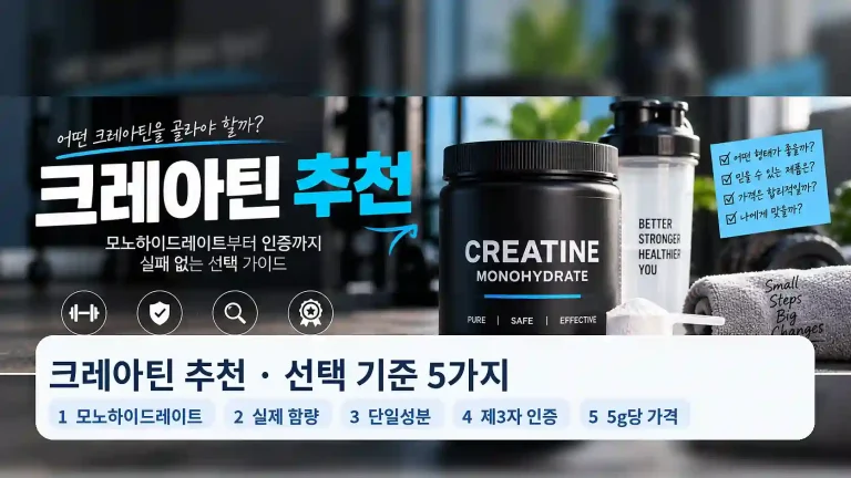 크레아틴 추천 모노하이드레이트 함량 인증 가격 선택 기준 핵심 정리