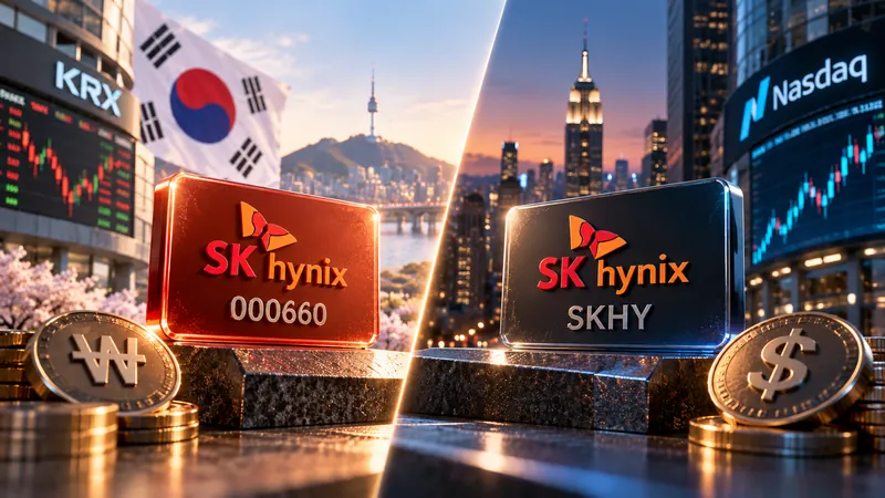SK하이닉스 한국 본주와 미국 SKHY ADR의 시장 통화 거래시간을 비교한 이미지