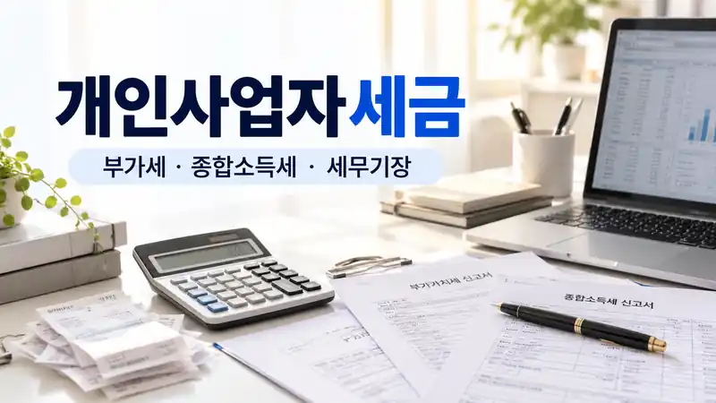 개인사업자세금 부가세와 종합소득세, 세무기장 핵심을 설명하는 실사형 대표이미지