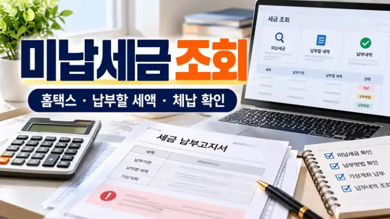 미납세금 조회 홈택스 납부할 세액과 체납 확인 방법을 보여주는 실사형 대표이미지