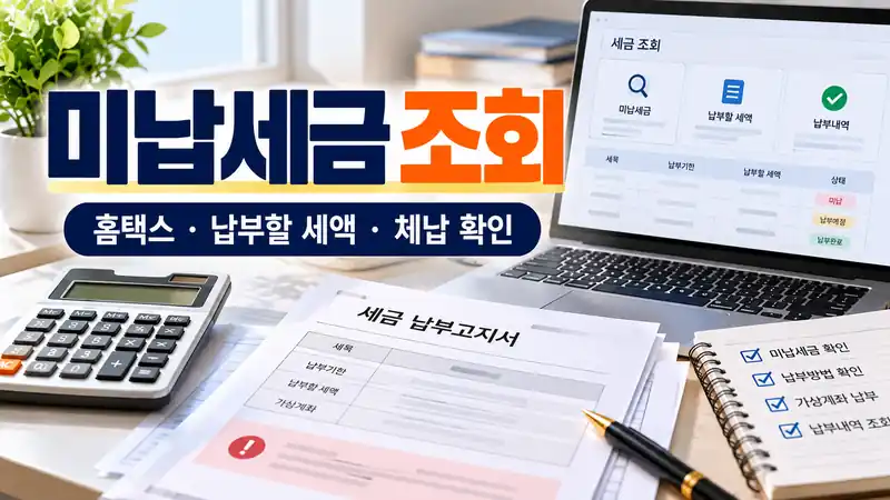 미납세금 조회 홈택스 납부할 세액과 체납 확인 방법을 보여주는 실사형 대표이미지