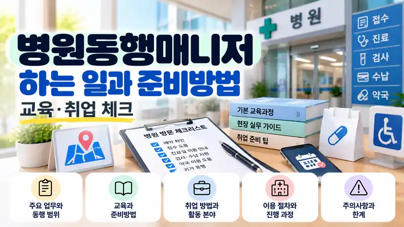 병원동행매니저 하는 일과 교육 및 취업 준비방법을 안내하는 대표 이미지