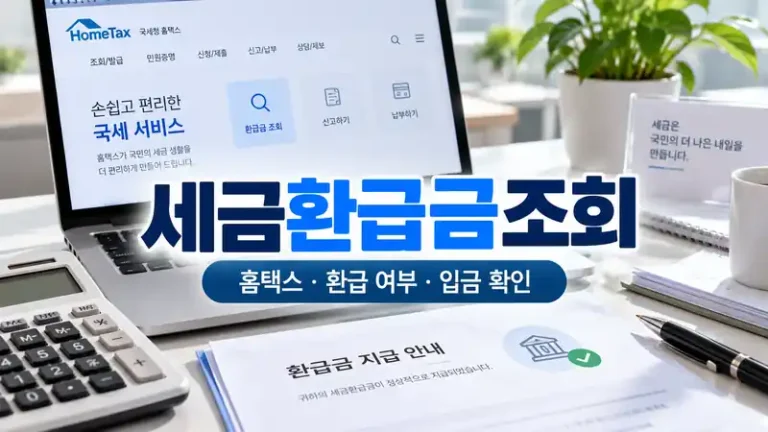 세금환급금조회 홈택스 확인 방법과 입금 상태를 보여주는 실사형 대표이미지