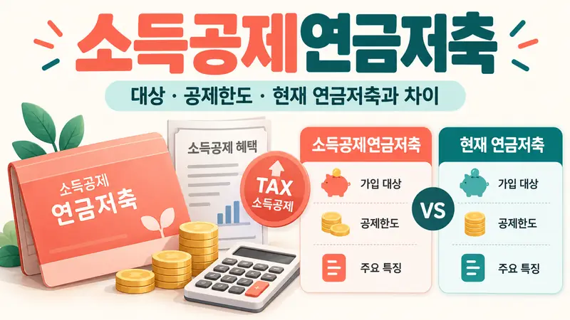 소득공제연금저축의 대상과 한도, 현재 연금저축과 차이를 설명하는 금융 이미지