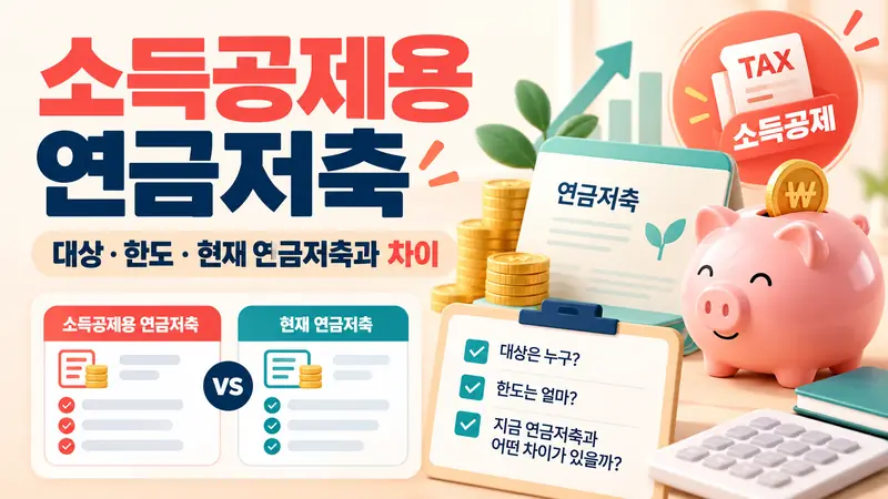 소득공제용연금저축의 대상과 한도, 현재 연금저축과 차이를 설명하는 금융 이미지