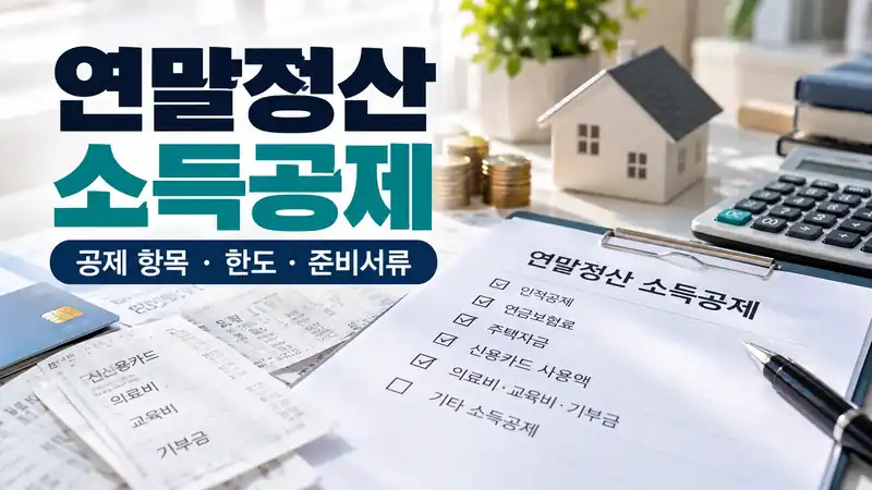 연말정산 소득공제 항목과 한도, 준비서류를 보여주는 실사 금융 이미지