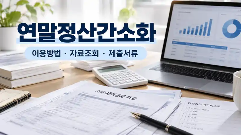 연말정산간소화 이용방법과 자료조회, 제출서류를 보여주는 실사형 대표이미지